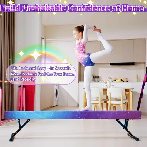 Miniatura 5 de FC Funcheer - Viga de equilibrio ajustable para niños - Viga de gimnasia de 8 pies - Viga de piso alto y bajo para todos los niveles de gimnasia