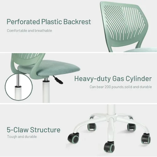 Miniatura 8 de FurnitureR Silla de escritorio para adolescentes, niños y niñas, silla de tareas con malla transpirable y polipropileno con respaldo medio, altura