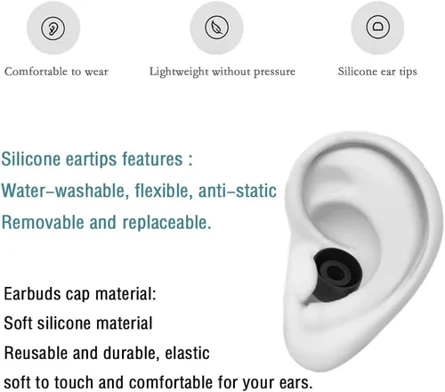 Miniatura 6 de Puntas de silicona de repuesto para auriculares internos - 10 pares (negro)