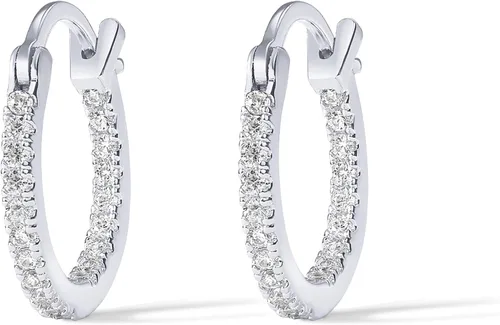 Miniatura 3 de PAVOI 14K Gold Plated 925 Sterling Silver Post Cubic Zirconia Hoop Earrings 3015mm
