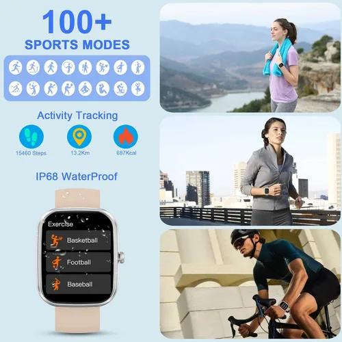 Miniatura 4 de Reloj inteligente para hombres y mujeres (respuesta/hacer llamadas), reloj inteligente HD de 1.96 pulgadas, rastreador de actividad con más de 110