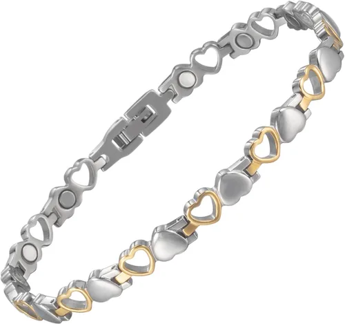 Tobilleras magnéticas para mujer, tobillera magnética de acero inoxidable con piedras azules, regalo de joyería de moda (0137SGD), 10 pulg., Metal