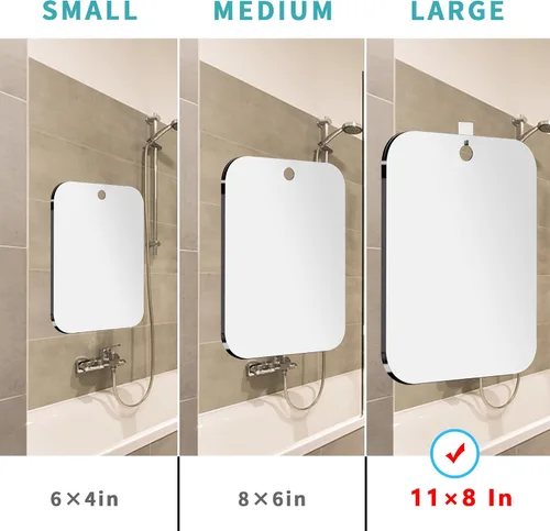 Miniatura 6 de Espejo de ducha inastillable sin niebla para espejo de afeitado (mediano, 5.52 x 3.32 pulgadas), pequeño espejo de tocador para colgar en la pared