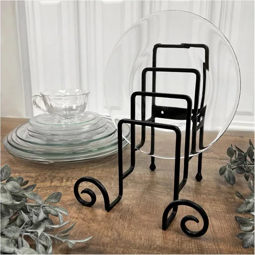 Miniatura 2 de Bard's Soporte de mesa de hierro forjado para 4 platos, 8.5 pulgadas de alto x 7 pulgadas de ancho x 6.25 pulgadas de profundidad
