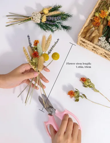 Miniatura 3 de Juego de flores secas naturales, flores secas a granel para jarrón, flores secas con tallos, rosas secas, mini ramos de flores secas (marrón)