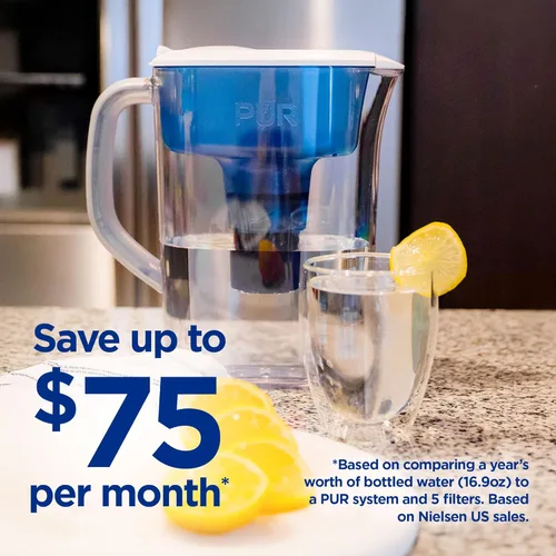 Miniatura 3 de PUR Jarra con filtro de agua de 7 tazas, más limpia, agua de gran sabor, apta para lavavajillas, potente, filtración más rápida, diseño de tapa