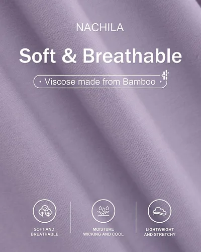 Miniatura 4 de NACHILA Camisones para mujer, viscosa hecha de bambú, cuello en V, manga corta, ropa de dormir fresca S-2X