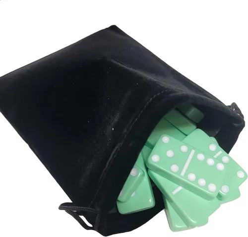 Miniatura 20 de Marion & Co. Dominó Doble Seis 6 Azulejos Negros Tamaño Jumbo de Torneo Profesional con Giradores en Bolsa Elegante de Terciopelo Negro