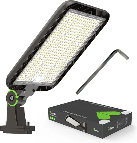 Miniatura 12 de Glitgate Luz LED de estacionamiento de 300 W, 45000 lm, 5000 K, brazo ajustable, luz de calle con sensor de fotocélula del atardecer al amanecer