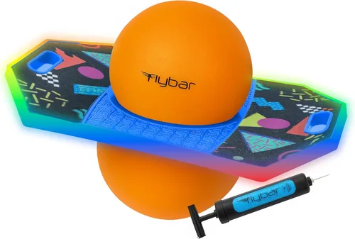 Miniatura 10 de Flybar Pogo - Pelota de truco para niños, tabla de rebote de equilibrio con cubierta antideslizante, bomba incluida, juguetes para interiores y Robot