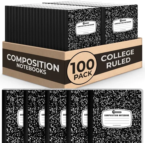 Miniatura 14 de Rosmonde Cuadernos de composición con rayas universitarias, paquete de 5, 200 páginas (100 hojas), 9-3/4 x 7-1/2 pulgadas, libro de composición