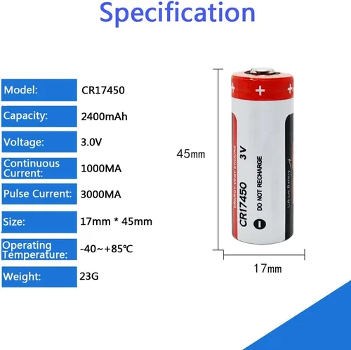 Miniatura 2 de Paquete de 2 baterías de litio CR17450 2400mAh 3V reemplazo PLC batería de control industrial