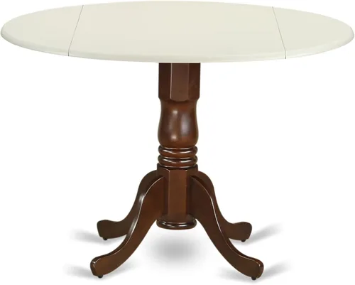 Miniatura 13 de East West Furniture DLT-BLK-T mesa de comedor redonda - con tapa redonda y 2 hojas desplegables y pata de pedestal, 42x29.5 pulgadas, acabado negro