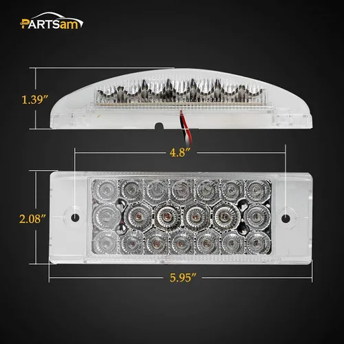 Miniatura 7 de Partsam 2 luces LED rectangulares rojas de 6 pulgadas para remolque, 21 diodos con reflectores+par de luces de marcador frontal lateral ámbar de 6