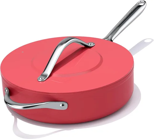 Miniatura 12 de CookinCraze Sartén Salteadora Antiadherente de Cerámica con Tapa (4.5 qt, 11") Sartén Profunda para Freír para Todas las Estufas Sartén No Tóxica