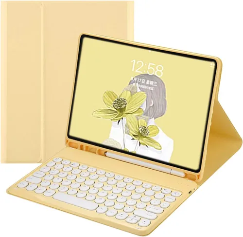 Funda de teclado para iPad de 5ª/6ª generación de 9.7 pulgadas, Air, Air2, iPad Pro de 9.7 pulgadas, con bonita llave redonda, funda de teclado