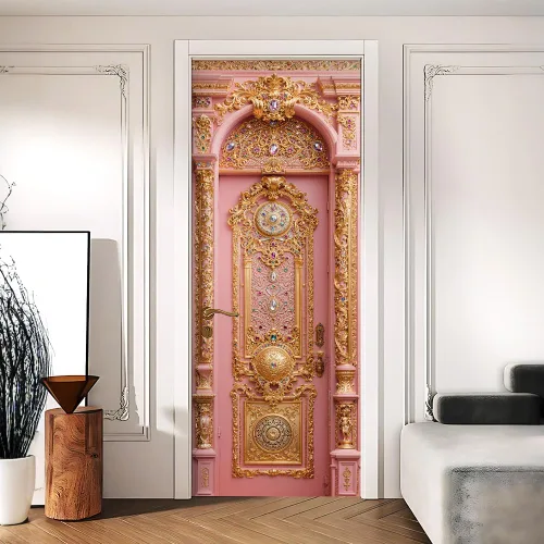 Miniatura 17 de Enchanted Secret - Mural para puerta de jardín, despegar y pegar, cubiertas decorativas de puerta de arco floral talladas vintage, adhesivo