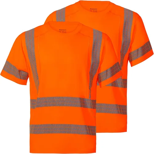 Miniatura 8 de ProtectX Camiseta de seguridad reflectante de manga corta de alta visibilidad, camisas de alta visibilidad transpirables resistentes para hombres