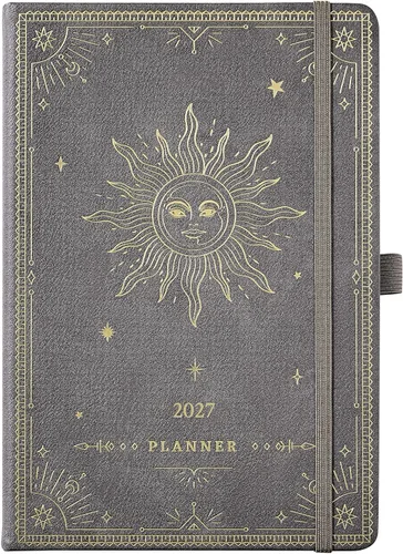 Agenda 2026 – Agenda semanal mensual 2026, enero 2026 a diciembre 2026, 5.75 x 8.25 pulgadas, agenda de piel sintética 2026 con bolsillo trasero y