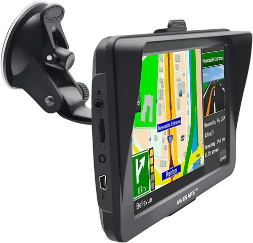 AWESAFE Navegador GPS para coche, camión, RV con Bluetooth, mapa 2026, pantalla táctil GPS de 7 pulgadas para automóvil, GPS para vehículo con