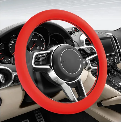 Miniatura 9 de DXNQ Funda protectora de silicona antideslizante para volante de automóvil, de 13 a 14.17 pulgadas, suave, flexible, absorbente de golpes