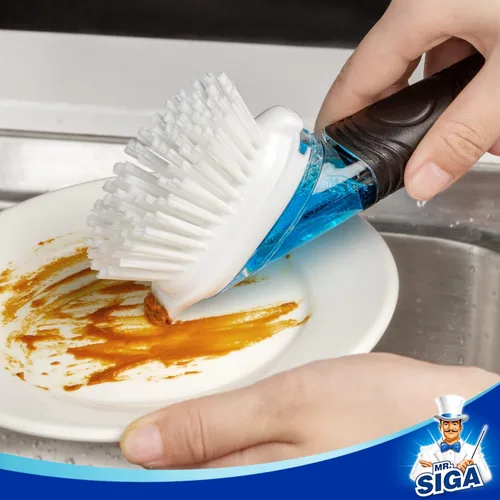 Miniatura 4 de MR.SIGA - Cepillo dispensador de jabón para platos, cepillo de cocina para limpieza de ollas, sartenes y fregaderos, color negro