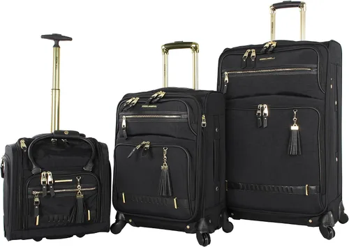 Steve Madden Colección de equipajes de diseñador 3 piezas Softside expansible ligero juego de viaje incluye bolsa debajo del asiento 20 pulgadas de