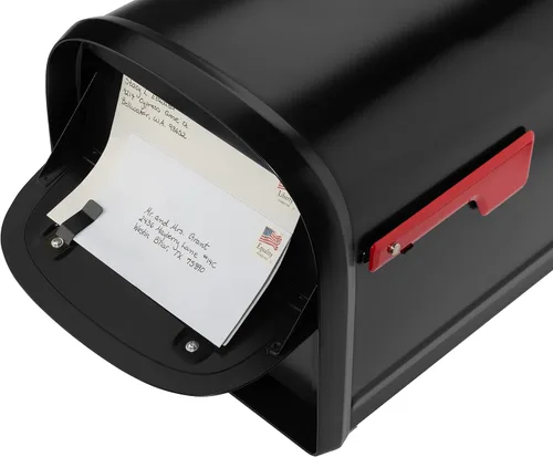Miniatura 4 de Architectural Mailboxes 6300B-10 Oasis 360 Buzón de paquete con bloqueo, extra grande, negro y correo Boss 7121, poste de montaje negro en el suelo