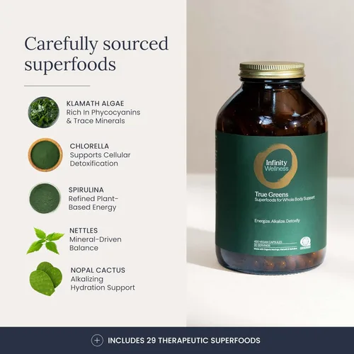 Miniatura 3 de Cápsulas de superalimentos, cápsulas a base de algas verdes azules con 28 superalimentos orgánicos, sin rellenos ni pastos, energía y longevidad