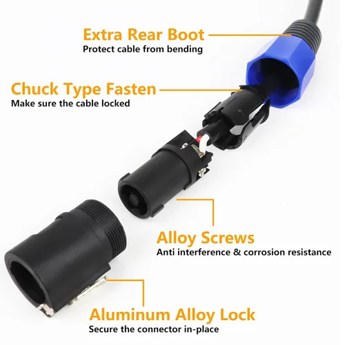 Miniatura 3 de HBU Paquete de 2 cables SpeakOn de 10 pies – 2 cables DJ PA Speak-ON a Speakon macho de 10 pies – Pro Studio, escenario, cable para eventos al aire