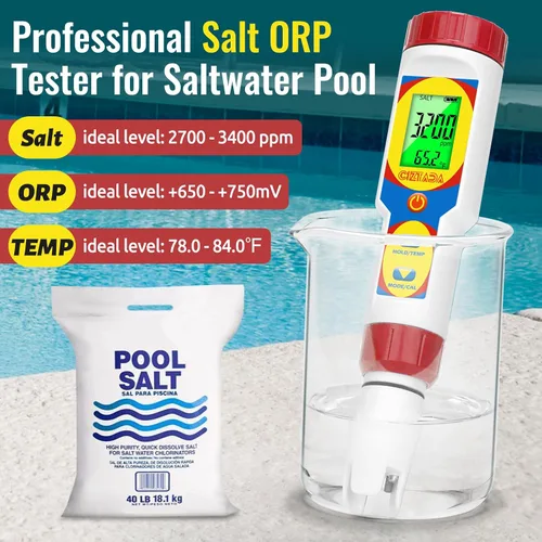 Miniatura 2 de Medidor digital de pH y salinidad para agua salada, acuario, piscina, probador de sal para piscina, 6 en 1, sal de pH mejorada, ORP, EC, TDS, kit