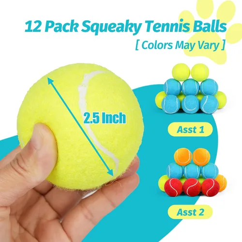 Miniatura 2 de Pelotas de tenis para perros Prime Pets, 12 paquetes, 6.35 cm de pelotas de tenis duraderas de alto rebote para perros, pelota de perro para buscar