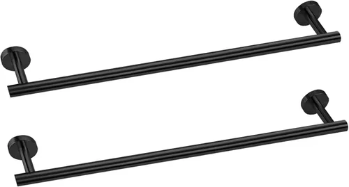 Cilee Toallero de baño negro mate, 24 pulgadas, toallero doble de 24 pulgadas, soporte para toallas de baño, soporte para toallas de baño, montaje