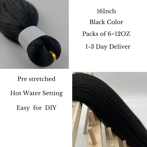 Miniatura 2 de Leticia - Cabello estirado para trenzar, color negro, 16 pulgadas, paquetes de 6