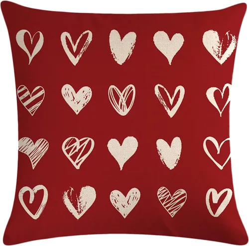 7COLORROOM Funda de almohada para el día de San Valentín, decoración del día de San Valentín, diseño de corazón rojo, regalo romántico, aniversario,