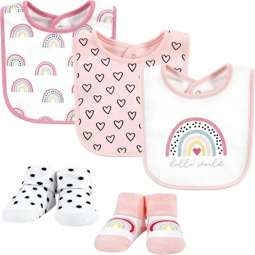 Miniatura 173 de Hudson Baby Conjunto de babero y calcetines unisex de algodón para bebé