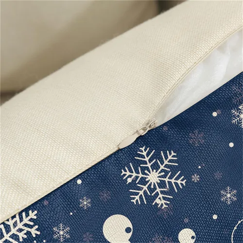 Miniatura 6 de Fundas de Almohada de Navidad 16x16 Azul Decoraciones de Navidad Copo de Nieve Fundas de Almohada Decorativas Feliz Navidad Decoración de Vacaciones