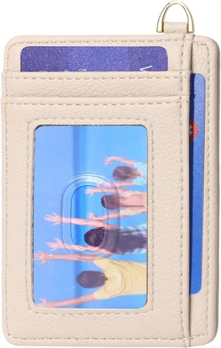 Miniatura 20 de Badiya Tarjetero delgado minimalista para tarjetas de crédito, bolsillo frontal con bloqueo RFID, estuche compacto para tarjetas con ventana