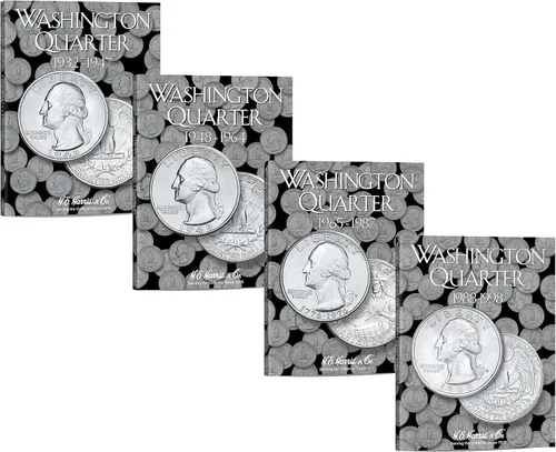 H.E. Harris & Co. US Washington Quarter Carpeta de monedas de cuatro volúmenes 1932 – 1998# 2688.2689.2690.2691 Conjunto de cuatro volúmenes