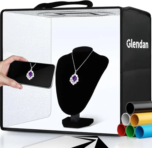 Miniatura 12 de Glendan Caja de luz fotográfica de 32 x 32 pulgadas, caja de luz grande para fotos con 3 paneles de luz, 792 perlas LED, CRI >95, kit de carpa