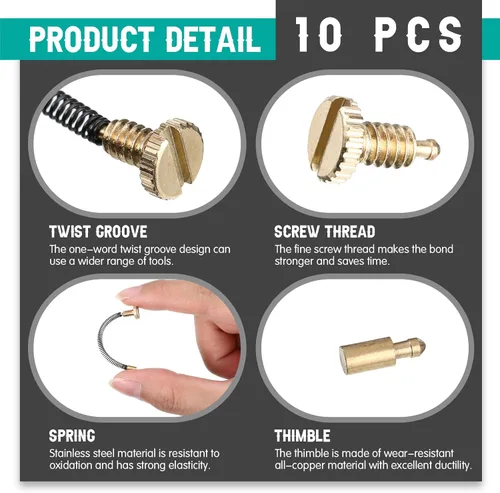 Miniatura 3 de Kit de reparación de repuesto de 10 piezas, cada pieza incluye dedal de resorte y tornillo de base, resorte de tornillo de pedernal para encendedor