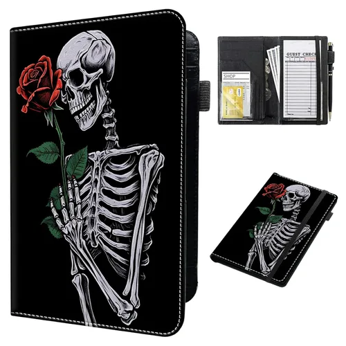 Miniatura 15 de Cartera de cuero para camarera, con cremallera y soporte para libro de cheques, bolsillo para dinero, organizador personal para delantales, estrella