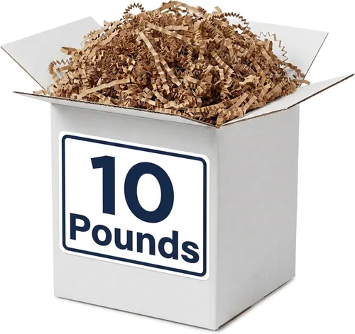 Box USA Papel kraft arrugado de 10 libras para embalaje, envío y mudanza, papel triturado de relleno para cajas, para paquetes de cajas, relleno de