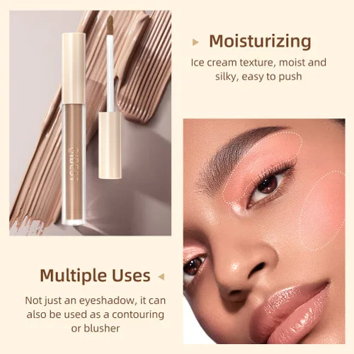 Miniatura 3 de Juego de 8 sombras de ojos líquidas mate, tonos neutros mate marrón y topo, acabado crema a polvo, base impermeable mezclable nude para mujer (nude)