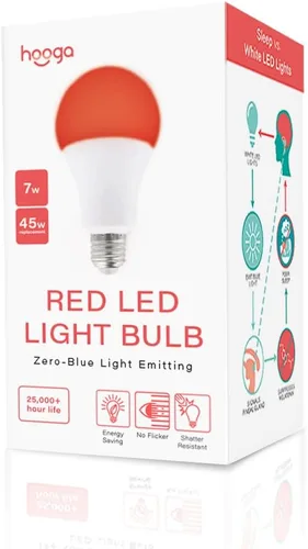 Miniatura 6 de Bombilla de luz para dormir Hooga - Luz nocturna roja que bloquea la luz azul, 625nm para un sueño saludable - Guardería para bebé, LED de 1W, Rojo