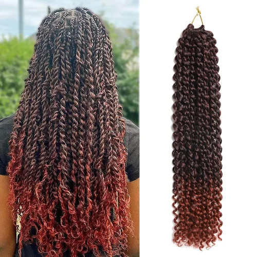Miniatura 25 de Cabello Passion Twist de 18 pulgadas, 1 paquete de cabello Passion Twist de ganchillo, cabello de ganchillo Water Wave (18 pulgadas (paquete de 1)