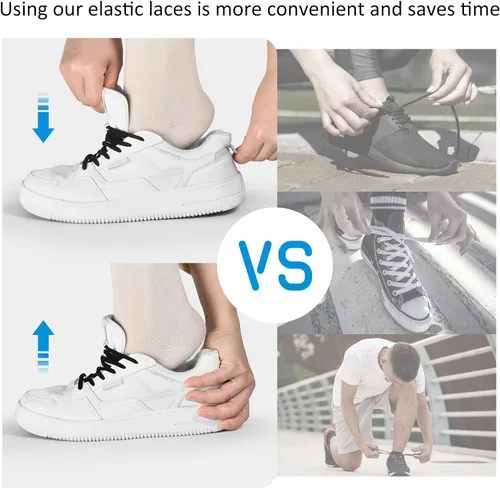 Miniatura 5 de 2-6 pares de cordones elásticos sin atar, cordones universales para zapatos para niños y adultos, cordones sin cordones con cierre de metal
