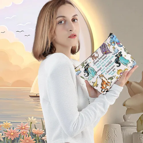 Miniatura 5 de LEVLO Bolsa de maquillaje de princesa árabe con cremallera para fanáticos del cine (Always Jasm)