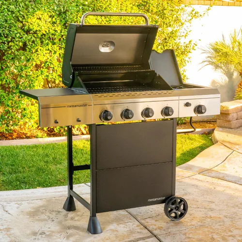 Miniatura 6 de Megamaster - Parrilla de gas de 4 quemadores con quemador lateral y cubierta de parrilla, 52,000 BTUs, área de cocción de 568 pulgadas cuadradas