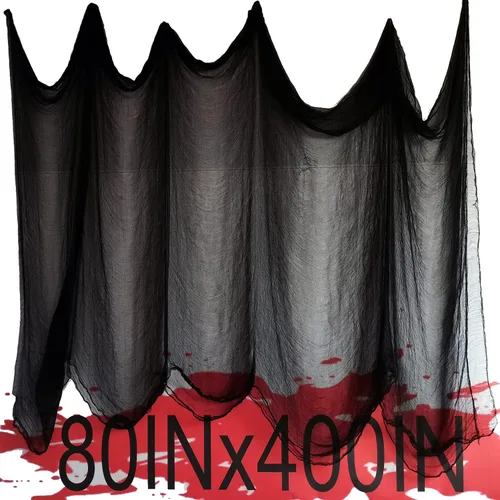 Tela de gasa espeluznante y espeluznante de 80 x 400 pulgadas, de gran tamaño, para decoración de Halloween para casa embrujada, hogar, pared,